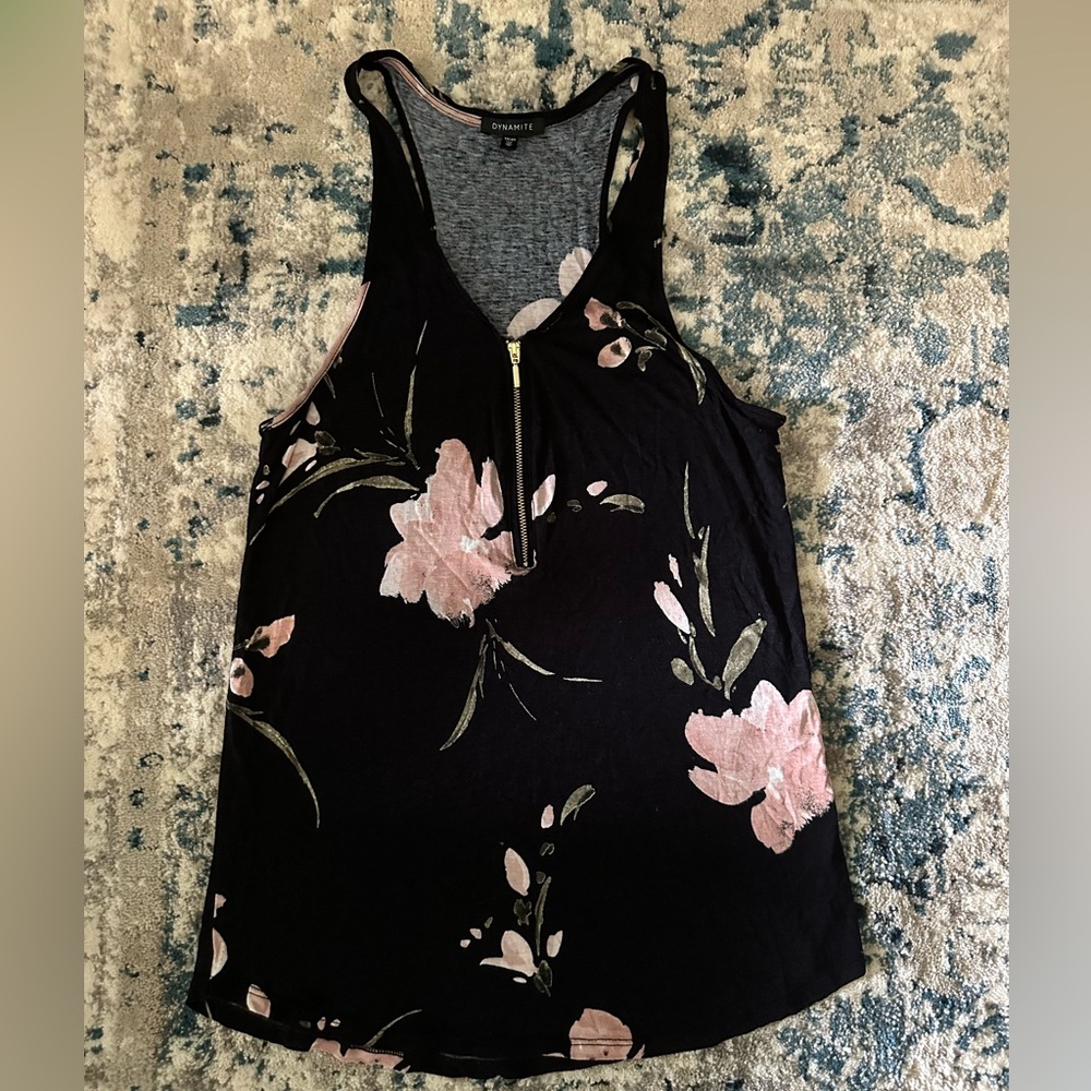 Dynamite Floral Zip Tank Top